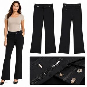 Maurices Size 1/2 Black Stretch Sequin Trim Flare Pants